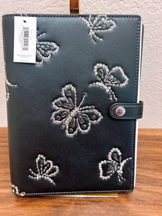 coach Accessories - NWT Coach Notebook With Butterfly Print CCF42 black color